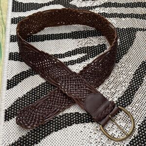 Vintage Eddie Bauer Woven Genuine Leather Belt, Size Small